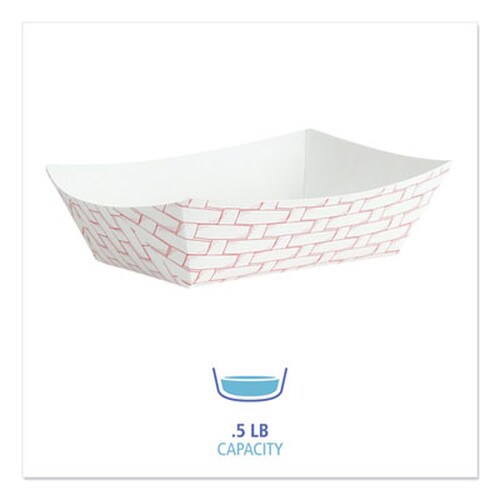 Boardwalk® Paper Food Baskets, 0.5 lb Capacity, Red/White, 1,000/Carton Item: BWK30LAG050