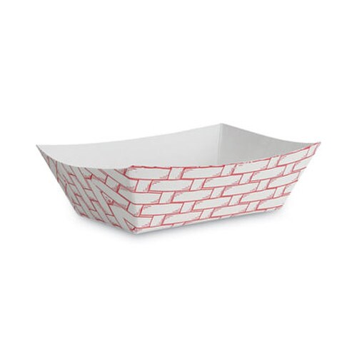 Boardwalk® Paper Food Baskets, 1 lb Capacity, Red/White, 1,000/Carton Item: BWK30LAG100