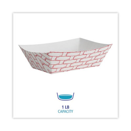 Boardwalk® Paper Food Baskets, 1 lb Capacity, Red/White, 1,000/Carton Item: BWK30LAG100