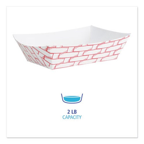 Boardwalk® Paper Food Baskets, 2 lb Capacity, Red/White, 1,000/Carton Item: BWK30LAG200