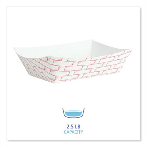 Boardwalk® Paper Food Baskets, 2.5 lb Capacity, Red/White, 500/Carton Item: BWK30LAG250