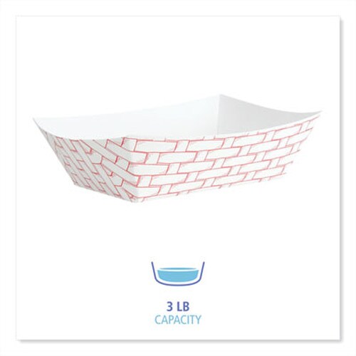 Boardwalk® Paper Food Baskets, 3 lb Capacity, Red/White, 500/Carton Item: BWK30LAG300