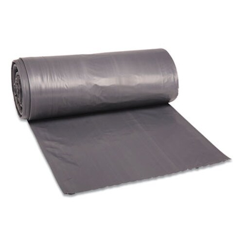 Boardwalk® Low-Density Waste Can Liners, 33 gal, 1.1 mil, 33" x 39", Gray, Perforated Roll, 25 Bags/Roll, 4 Rolls/Carton Item: BWK3339SEH