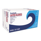 Boardwalk® Powder-Free Latex Exam Gloves, Small, Natural, 4 4/5 mil, 1,000/Carton Item: BWK351SCT