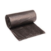Boardwalk® High-Density Can Liners, 60 gal, 14 mic, 38" x 58", Black, Perforated Roll, 25 Bags/Roll, 8 Rolls/Carton Item: BWK385817BLK