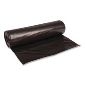 Boardwalk® Low-Density Waste Can Liners, 45 gal, 0.6 mil, 40" x 46", Black, Perforated Roll, 25 Bags/Roll, 4 Rolls/Carton Item: BWK4046H