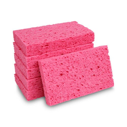 Boardwalk® Small Cellulose Sponge, 3.6 x 6.5, 0.9" Thick, Pink, 2/Pack, 24 Packs/Carton Item: BWKCS1A