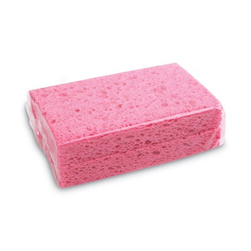Boardwalk® Small Cellulose Sponge, 3.6 x 6.5, 0.9" Thick, Pink, 2/Pack, 24 Packs/Carton Item: BWKCS1A