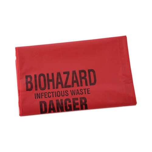 Boardwalk® Linear Low Density Health Care Trash Can Liners, 16 gal, 1.3 mil, 24" x 32", Red, Flat Pack, 250/Carton Item: BWKIW2432R