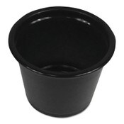 Boardwalk® Souffle/Portion Cups, 1 oz, Polypropylene, Black, 20 Cups/Sleeve, 125 Sleeves/Carton Item: BWKPRTN1BL