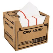 Chix® Foodservice Towels, 1-Ply, 12.25 x 21, White/Red Stripe, 200/Carton Item: CHI8230