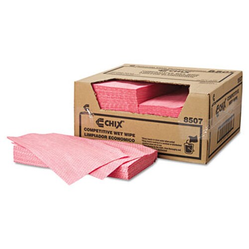 Chix® Wet Wipes, 11.5 x 24, White/Pink, 200/Carton Item: CHI8507