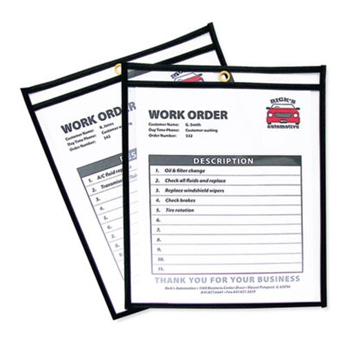 C-Line® Shop Ticket Holders, Stitched, Both Sides Clear, 50 Sheets, 8.5 x 11, 25/Box Item: CLI46911