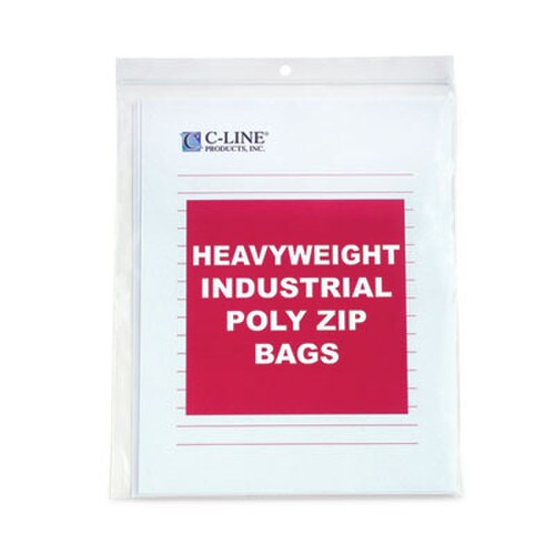 C-Line® Heavyweight Industrial Poly Zip Bags, 8.5 x 11, 50/BX Item: CLI47911