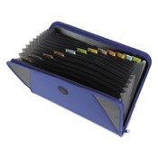 C-Line® Expanding File with Zipper Closure, 2" Expansion, 13 Sections, Zipper Closure, 1/12-Cut Tabs, Letter Size, Blue Item: CLI48105