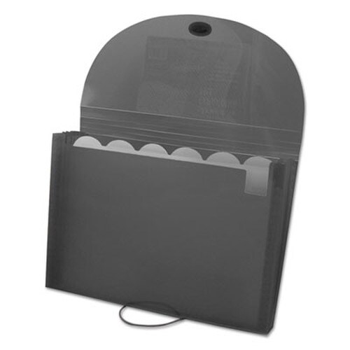 C-Line® Expanding Files, 1.63" Expansion, 7 Sections, Cord/Hook Closure, 1/6-Cut Tabs, Letter Size, Smoke Item: CLI48301