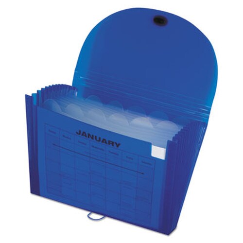 C-Line® Expanding Files, 1.63" Expansion, 13 Sections, Cord/Hook Closure, 1/6-Cut Tabs, Letter Size, Blue Item: CLI48315