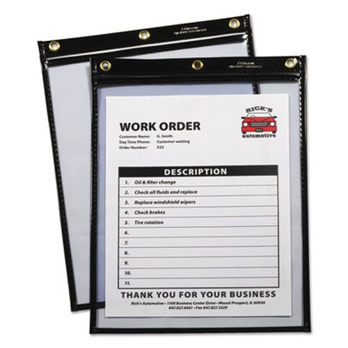C-Line® Heavy-Duty Super Heavyweight Plus Stitched Shop Ticket Holders, Clear/Black, 9 x 12, 15/Box Item: CLI50912