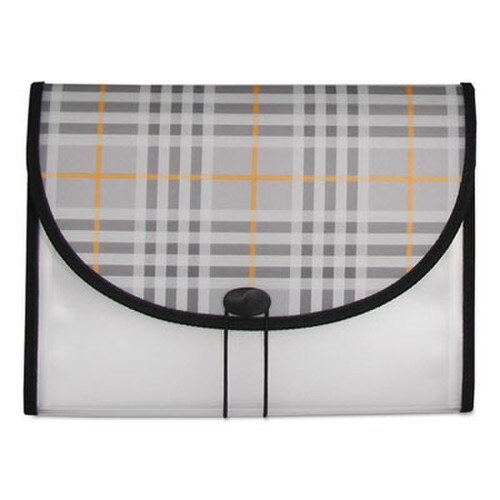 C-Line® Plaid Design Expanding Files, 1.5" Expansion, 13 Sections, Cord/Hook Closure, 1/6-Cut Tabs, Letter Size, Gray Plaid Item: CLI58312