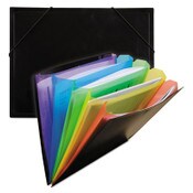 C-Line® Rainbow Document Sorter/Case, 5" Expansion, 5 Sections, Elastic Cord Closure, Letter Size, Black/Multicolor Item: CLI59011