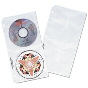 C-Line® Deluxe CD Ring Binder Storage Pages, Standard, 4 Disc Capacity, Clear/White, 10/Pack Item: CLI61958