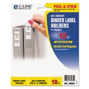 C-Line® Self-Adhesive Ring Binder Label Holders, Top Load, 2.25 x 3.63, Clear, 12/Pack Item: CLI70025