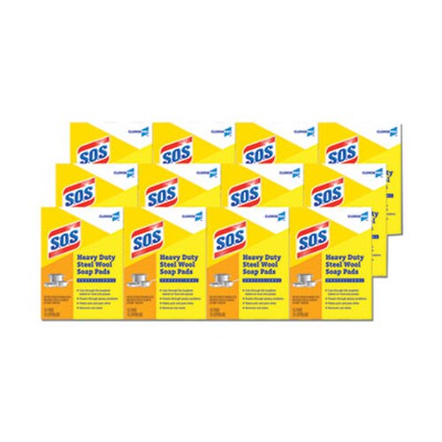 S.O.S.® Steel Wool Soap Pads, 2.4 x 3, Steel, 15 Pads/Box, 12 Boxes/Carton Item: CLO88320CT
