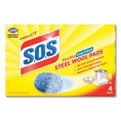 S.O.S.® Steel Wool Soap Pad, Steel, 4/Box, 24 Boxes/Carton Item: CLO98041