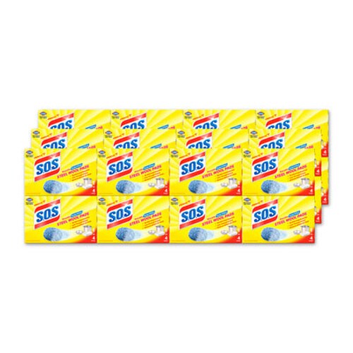 S.O.S.® Steel Wool Soap Pad, Steel, 4/Box, 24 Boxes/Carton Item: CLO98041