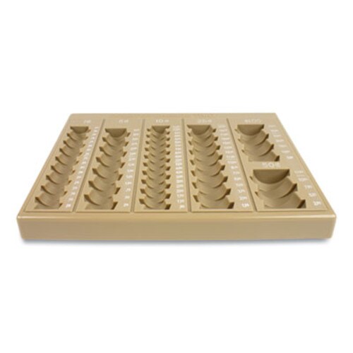 CONTROLTEK® Plastic Coin Tray, 6 Compartments, Stackable, 7.75 x 10 x 1.5, Tan Item: CNK500025