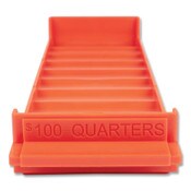 CONTROLTEK® Stackable Plastic Coin Tray, Quarters, 10 Compartments, Stackable, 3.75 x 11.5 x 1.5, Orange, 2/Pack Item: CNK560563