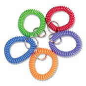 CONTROLTEK® Wrist Key Coil Key Organizers, Blue/Green/Orange/Purple/Red, 10/Pack Item: CNK565104