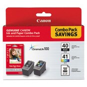 Canon® 0615B009 (PG-40/CL-41) ChromaLife100+ Ink/Paper Combo, Black/Tri-Color Item: CNM0615B009