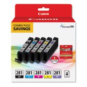 Canon® 2091C006 (CLI-281) ChromaLife100 Ink/Paper Combo, Black/Blue/Cyan/Magenta/Yellow Item: CNM2091C006