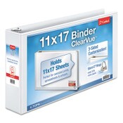 Cardinal® ClearVue Slant-D Ring Binder, 3 Rings, 3" Capacity, 11 x 17, White Item: CRD22142