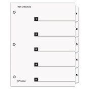 Cardinal® OneStep Printable Table of Contents and Dividers, 5-Tab, 1 to 5, 11 x 8.5, White, White Tabs, 1 Set Item: CRD60513