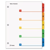 Cardinal® OneStep Printable Table of Contents and Dividers, 5-Tab, 1 to 5, 11 x 8.5, White, Assorted Tabs, 1 Set Item: CRD60518