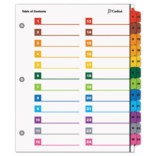 Cardinal® OneStep Printable Table of Contents and Dividers - Double Column, 24-Tab, 1 to 24, 11 x 8.5, White, 1 Set Item: CRD60960