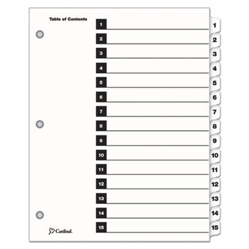 Cardinal® OneStep Printable Table of Contents and Dividers, 15-Tab, 1 to 15, 11 x 8.5, White, White Tabs, 1 Set Item: CRD61513