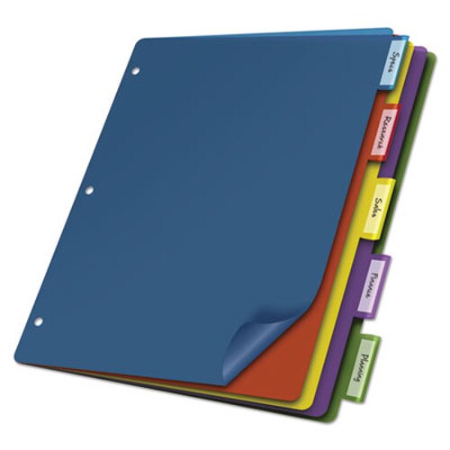 Cardinal® Poly Index Dividers, 5-Tab, 11 x 8.5, Assorted, 4 Sets Item: CRD84018