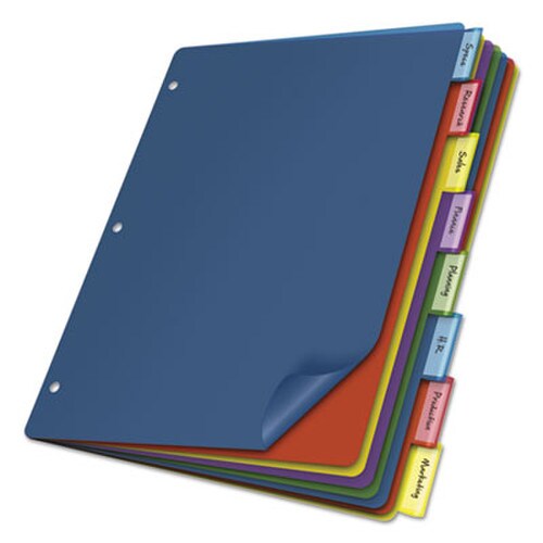 Cardinal® Poly Index Dividers, 8-Tab, 11 x 8.5, Assorted, 4 Sets Item: CRD84019
