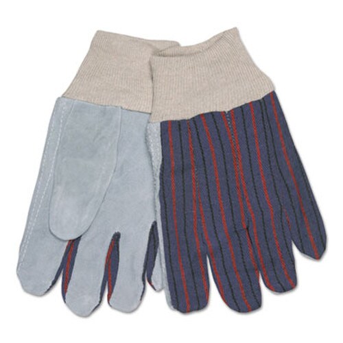 MCR™ Safety 1040 Leather Palm Glove, Gray/White, Large, Dozen Item: CRW1040