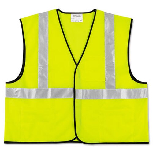 MCR™ Safety Class 2 Safety Vest, Polyester, X-Large, Fluorescent Lime with Silver Stripe Item: CRWVCL2SLXL