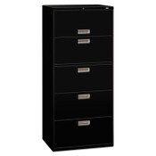 HON® Brigade 600 Series Lateral File, 4 Legal/Letter-Size File Drawers, 1 File Shelf, 1 Post Shelf, Black, 30" x 19.25" x 67" Item: CS1HON675LP