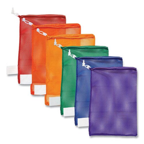 Champion Sports Heavy-Duty Mesh Bag, 12" x 18", Gold, Green, Orange, Purple, Royal Blue, Scarlet Red, 6/Set Item: CSIMB18SET