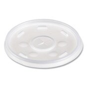 Dart® Plastic Lids for Foam Cups, Bowls and Containers, Flat with Straw Slot, Fits 6-14 oz, Translucent, 100/Pack, 10 Packs/Carton Item: DCC12SL