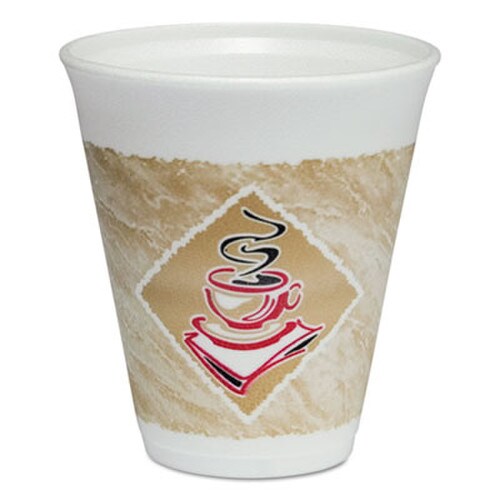 Dart® Cafe G Foam Hot/Cold Cups, 12 oz, Brown/Red/White, 20/Pack Item: DCC12X16GPK