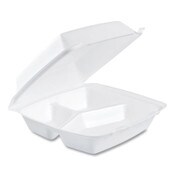 Dart® Foam Hinged Lid Containers, 3-Compartment, 8.38 x 7.78 x 3.25, 200/Carton Item: DCC85HT3R
