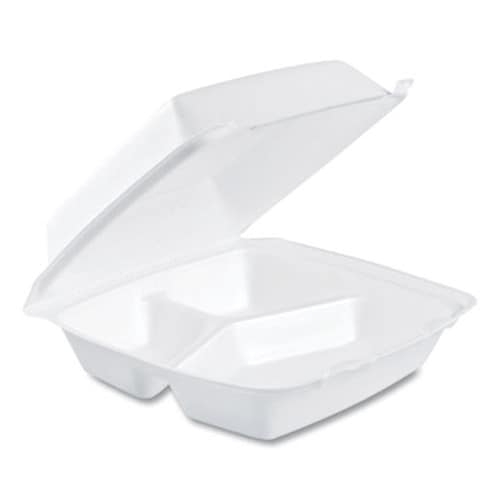 Dart® Foam Hinged Lid Containers, 3-Compartment, 8.38 x 7.78 x 3.25, 200/Carton Item: DCC85HT3R