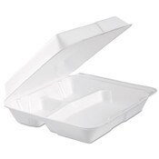 Dart® Foam Hinged Lid Container, 3-Compartment, 9.3 x 9.5 x 3, White, 100/Bag, 2 Bag/Carton Item: DCC95HTPF3R